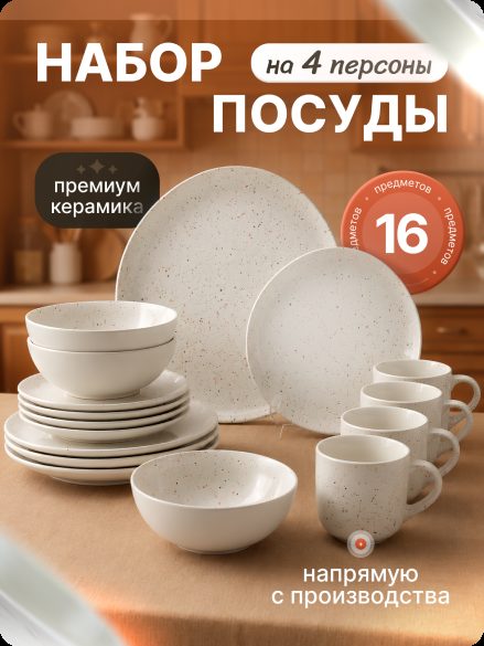 Карточка керамического набора посуды